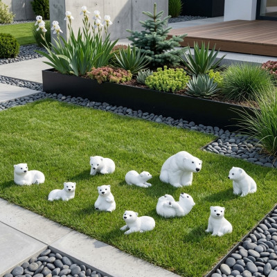 Figura de oso polar de 18 cm Estatua Oso Decoración de jardín Figuras Estatuas decorativas