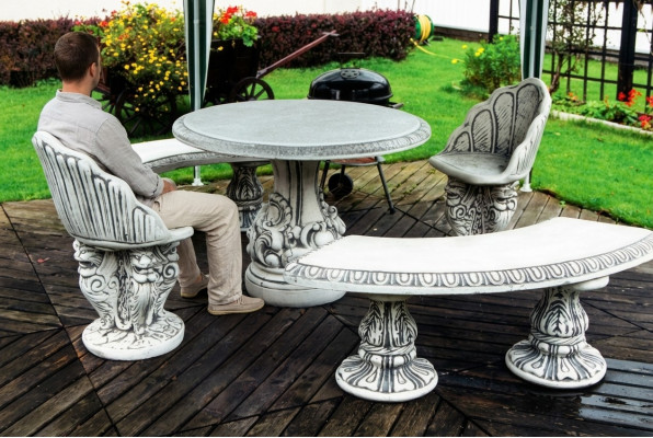 Estilo antiguo sillón de piedra banco silla jardín terraza diseño noble trono.