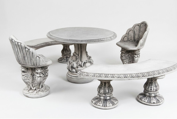 Estilo antiguo sillón de piedra banco silla jardín terraza diseño noble trono.