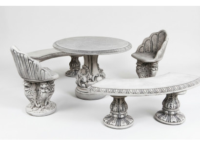 Estilo antiguo sillón de piedra banco silla jardín terraza diseño noble trono.