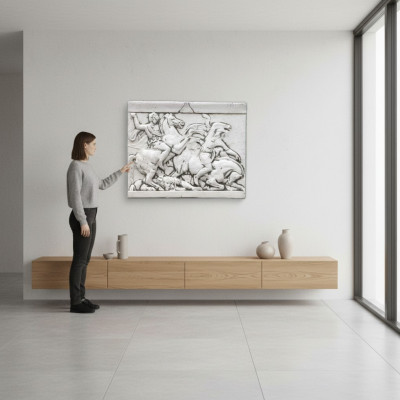 Alivio Alejandro Magno caballo relieve de pared imagen pared imágenes piedra.