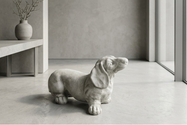 Decoración de jardín de figuras de terraza de Dachshund.