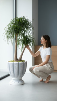 Diseño maceta decorativa planta cubo recipiente olla figura cara escultura.