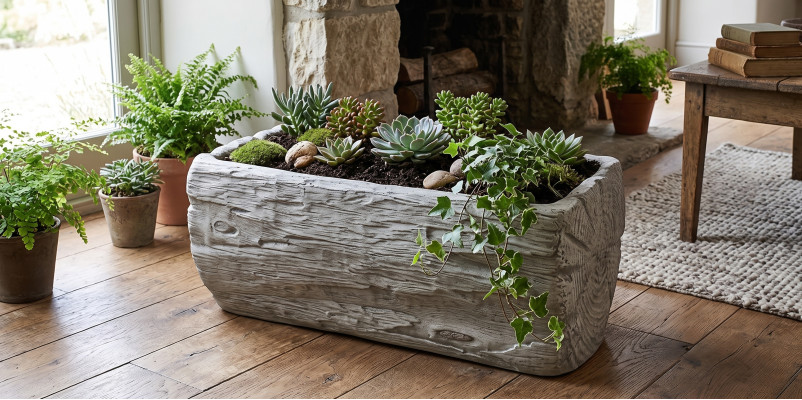 Macetas Caja Maceta Flores decorativas Macetas XXL Concreto Jardín Terraza