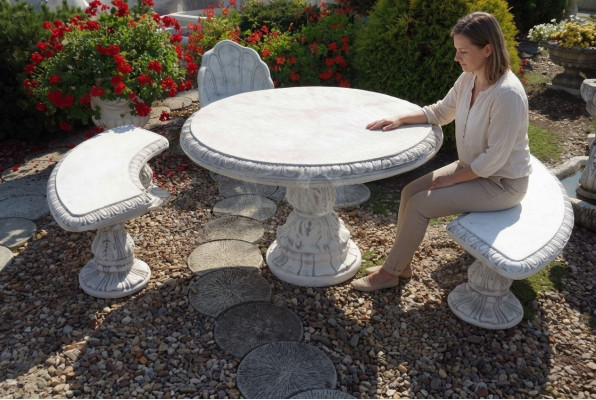 Estilo de mesa de jardín de caballero antiguo, decoración de mesa de piedra redonda muebles.