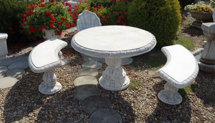 Estilo de mesa de jardín de caballero antiguo, decoración de mesa de piedra redonda muebles.