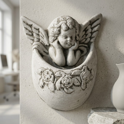 Relieve de pared placa de piedra imagen azteca ángel Antil Relieve de fundición de piedra pared