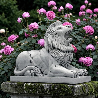 Figura de león XXL para decoración de jardín, terraza, piedra, escultura.
