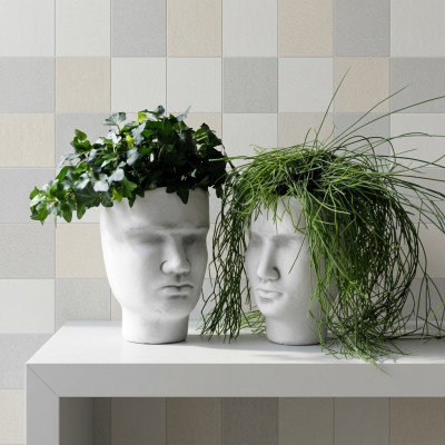 Diseño Maceta Cima Planta Cubo Vaso Figura Decorativa Macetas Cara Escultura