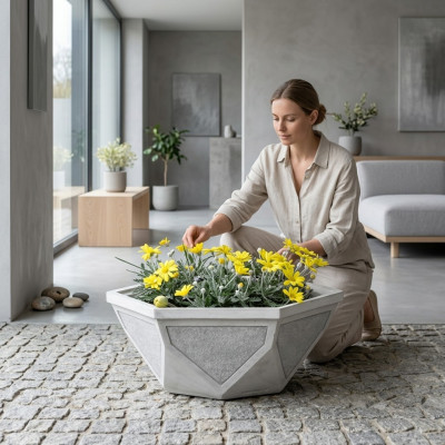Macetas para plantas de jardín, decoración de naturaleza, jardineras, jarrones, figuras, macetas de flores.