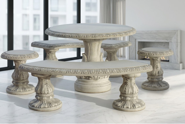 Mesa de piedra Terraza Jardín Decoración Muebles Diseño de estilo antiguo y elegante Mesas