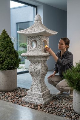 Jardín japonés casa decoración estatua figuras figura naturaleza blanca estatuas