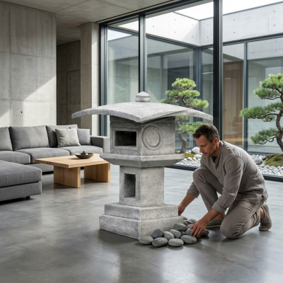 Jardín japonés decoración de casa estatua figuras naturaleza figura blanca estatuas