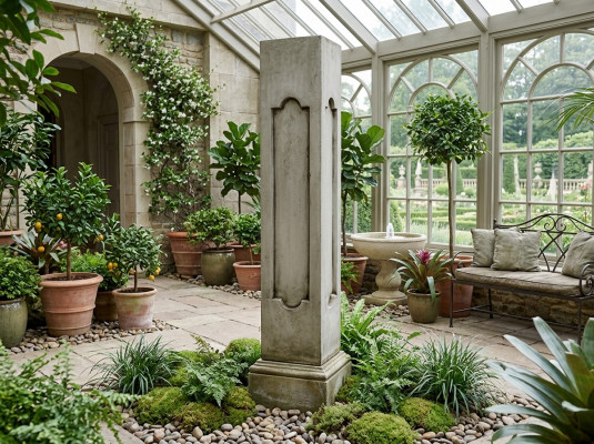 Columna Base de estatua Cabeza Cubierta de base Columna Estilo antiguo Estatua de jardín