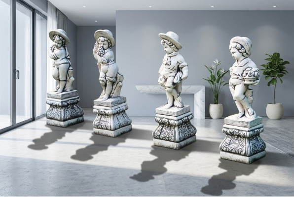 Chico de 70 cm figura estatua figuras escultura estatuas jardín blanco decoración