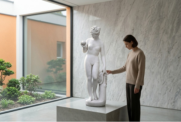 Decoración de jardín mujer 61cm terraza figuras de piedra figura de decoración