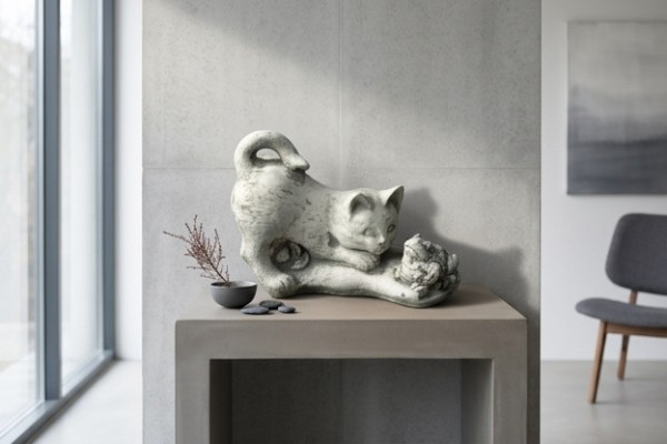 Decoración de jardín Estatua de gato Escultura Figuras Blanco Diseño de esculturas