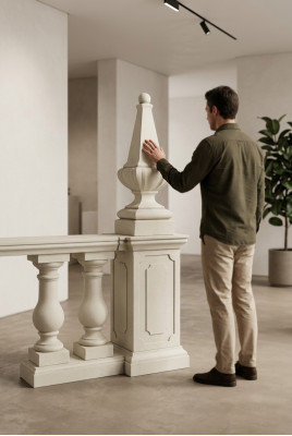 Decoración de columnas cónicas de piedra estilo antiguo romano.