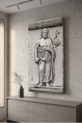 Estilo antiguo Relieve de pared romano Pared Imágenes Imagen Pintura en piedra griega.