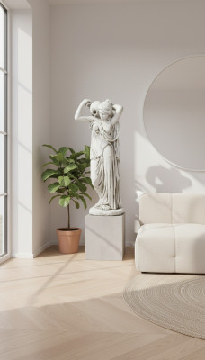 Figura de jardín "Señora Fontaine" 76 cm Estatua de estanque de personas de piedra fundida.