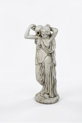 Figura de jardín "Señora Fontaine" 76 cm Estatua de estanque de personas de piedra fundida.