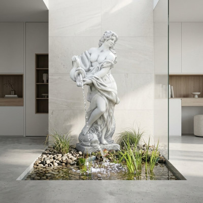 Figura de jardín "Señora Fontaine" 140 cm Figura de piedra de estanque de personas.