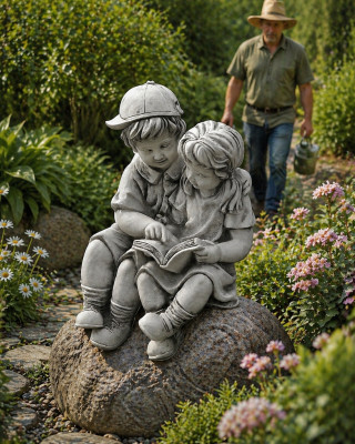 40cm Escultura decorativa Figura de diseño Estatua Figuras de jardín Gris Estatuas naturales