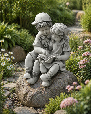 40cm Escultura decorativa Figura de diseño Estatua Figuras de jardín Gris Estatuas naturales