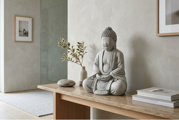 Estatua de Buda en estilo de piedra. Gran escultura para jardín figura decorativa.