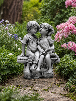 40cm Escultura decorativa Diseño Figura Estatua Gris Figuras de jardín Estatuas naturales