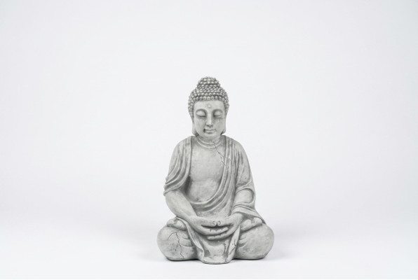 Figura de Buda escultura en imitación de piedra. Gran escultura para jardín decorativo.