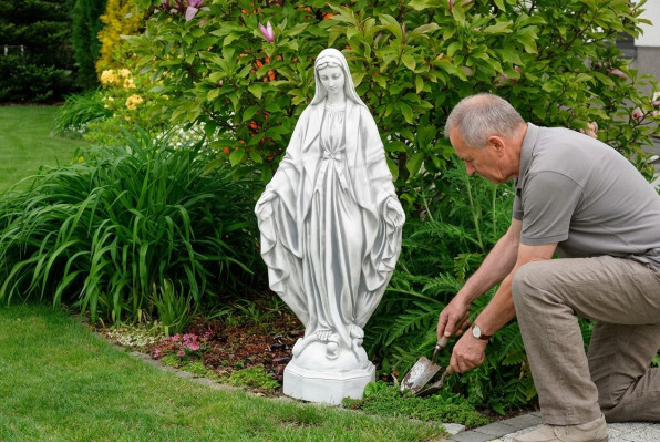 Madre Jesús María Estatua Tumba Escultura Figura Sagrada Decoración de Jardín