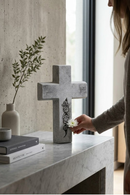 Ángel de la tumba Cruz Ángel de la guarda Adorno de tumba Figura de piedra Estatua