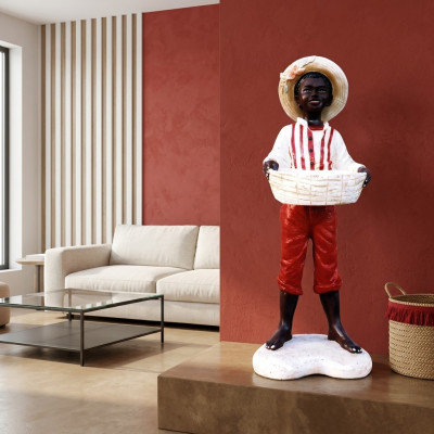 Diseño de niño con cesta Figura Estatua Escultura Figuras Esculturas Decoración 7087