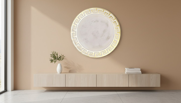 Espejo redondo Medusa para baño diseño griego Espejo de pared redondo 6608 100cm Nuevo