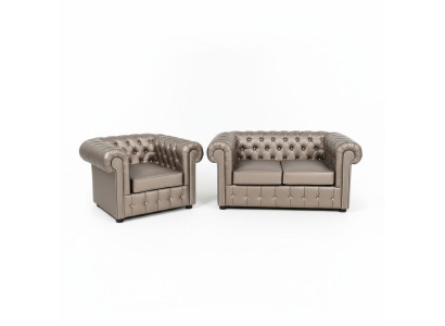 Conjunto de sofá Chesterfield de diseñador Sofá Couch 2+1 tapizado conjunto de asiento dorado