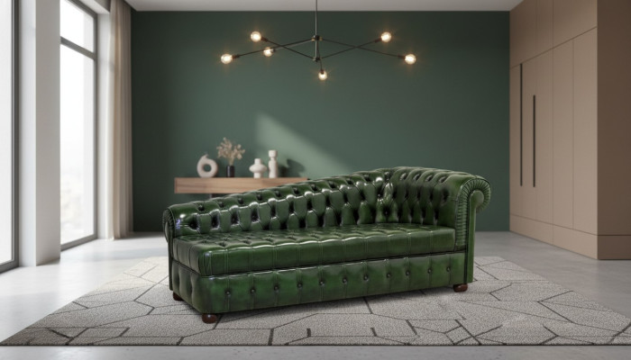 Chaiselongues Sofá Chesterfield Verde Sofá Cama Otomana Recamier Cuero Chaise