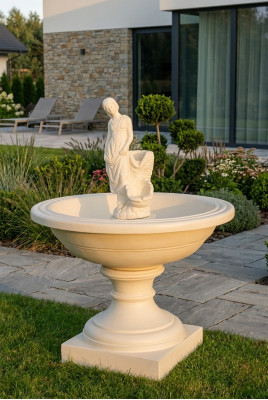 Fuente de jardín Estanque Fuente de 136 cm Fuente de jardín de piedra Fuente de jardín Fountain Neue
