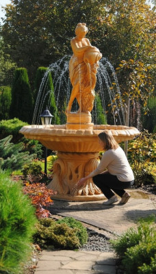 Fuente de jardín estanque Fuente 155cm Fuente de piedra Jardín fuente Fontaine Nuevo