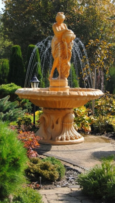 Fuente de jardín estanque Fuente 155cm Fuente de piedra Jardín fuente Fontaine Nuevo