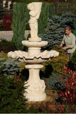 Fuente de jardín estanque fuente de piedra fuente de jardín de piedra Fuente.