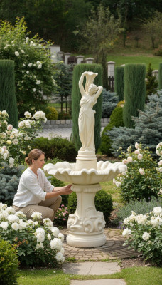 Fuente de jardín estanque fuente 192 cm fuente de piedra jardín fuente fontana nuevo