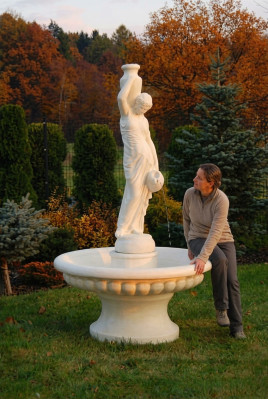 Fuente ornamental Figura de fuente 206cm Decoración de fuente Jardín Fuente Estanque