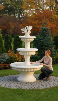 Fuente ornamental Escultura de fuente Fuente Decoración 186 cm Jardín Fuente Estanque Nuevo