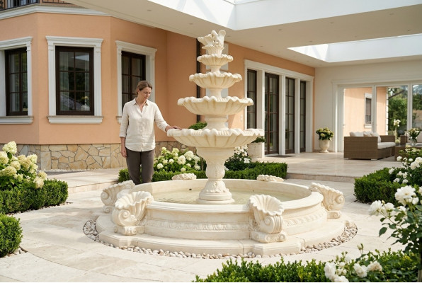 Fuente decorativa de la ciudad del estanque.
