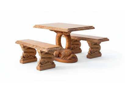 Antiguo estilo de muebles de jardín de piedra rústica mesas de terraza mesa en forma de pez PROSTY.
