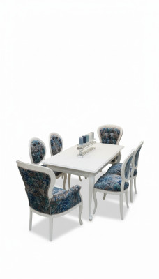 Elegante comer. Sillas de comedor clásicas en gris azulado en práctico set de 4.