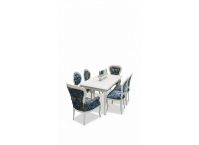 Elegante comer. Sillas de comedor clásicas en gris azulado en práctico set de 4.