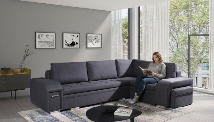 Sofá acolchado Sofá lounge Sofá Sofá de sala de estar con cojines Sofa en forma de L dormir