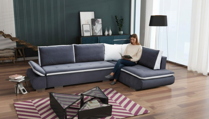 Sofás cama Sofá Couch Esquinas Sofás Conjunto de tapicería Esquina Tela Nuevo Paisaje de vida